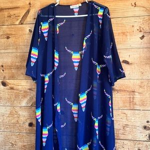 Southern Stitch Multi Color Bull Kimono